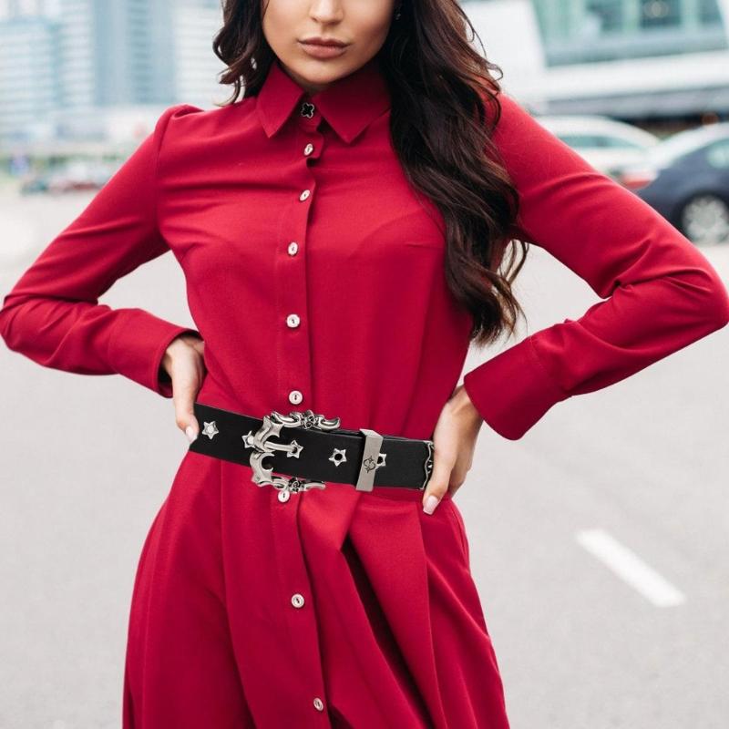 Adjustable Gothic Punk Belt For Women With Detachable Metal Chain And Studded Design