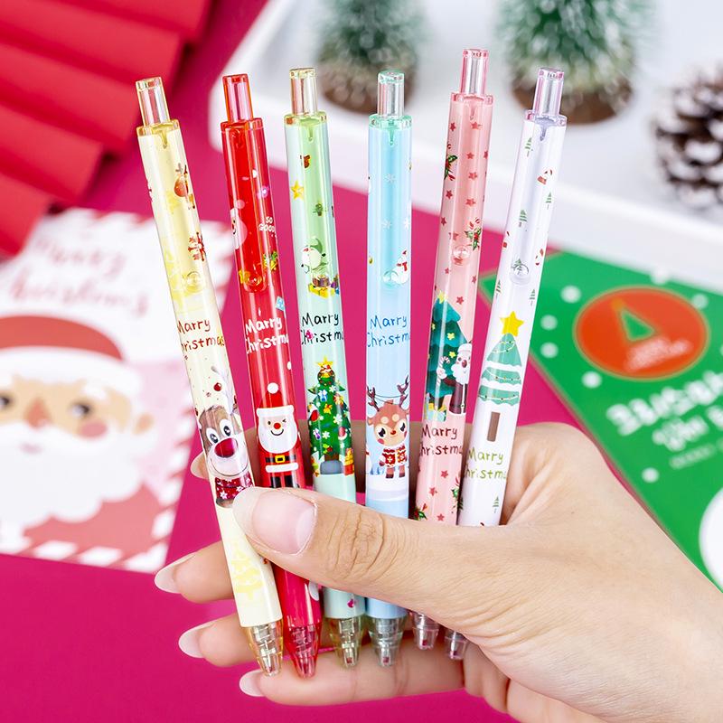 Creative Christmas Cartoon Click Gel Pen - Black Ink Signature Pen for Students