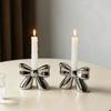Korean Style Bowknot Candlestick Creative Desktop Bowknot Ornament Bow Candle Stand  Home Decor