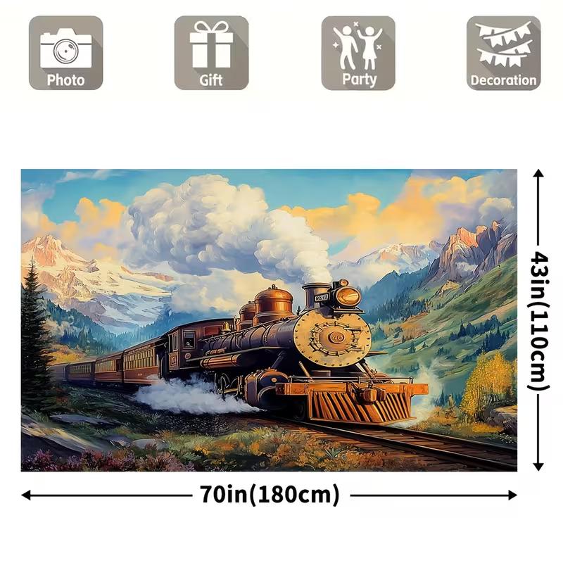 2D Steam Train Backdrop Mountain Photography Background