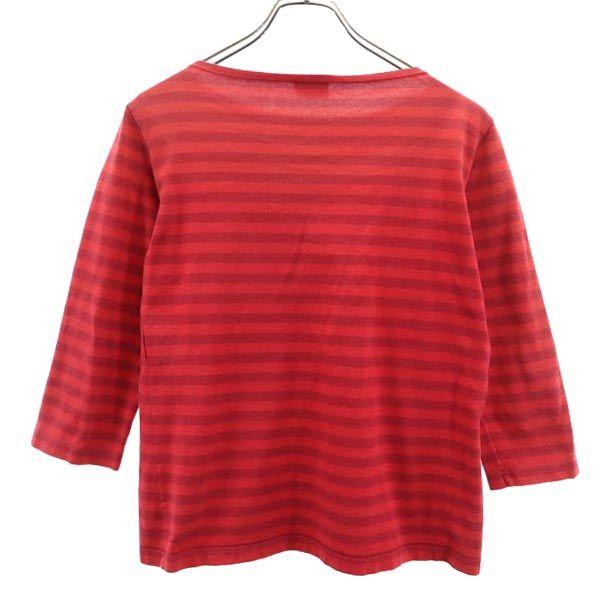 Marimekko Made In Finland Border Pattern 7 Minutes Sleeve Cut S Red Tops Women Used