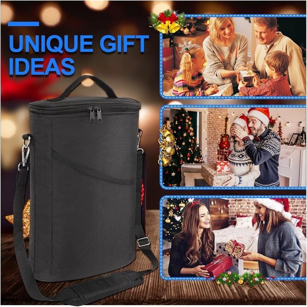 Leakproof Wine Carrier Insulated Wine Gift Tote Double Zipper Wine Cooler Bag  Wine Tasting