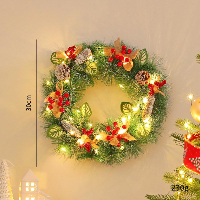LED Christmas Wreath with PVC Pine Cones – Elegant Hanging Holiday Decoration for Windows