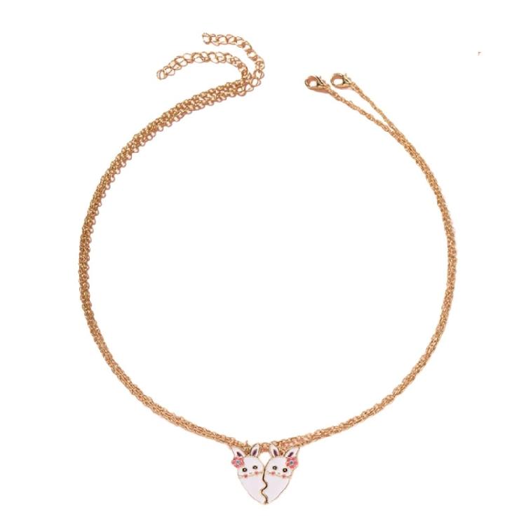 

Pair of Heart and Lovely Rabbit Pendant Necklaces for Girls in Elegant Color Great for Parties Supplies or Gifts 1