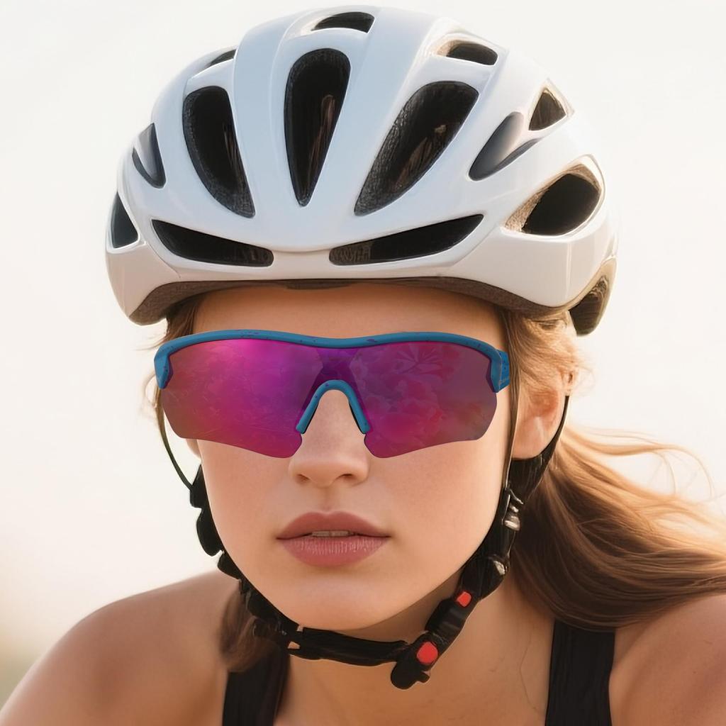 [OUTDOORSPARTA] Sports Sunglasses (8. Blue bezel with color points, all-lens mirror pink)