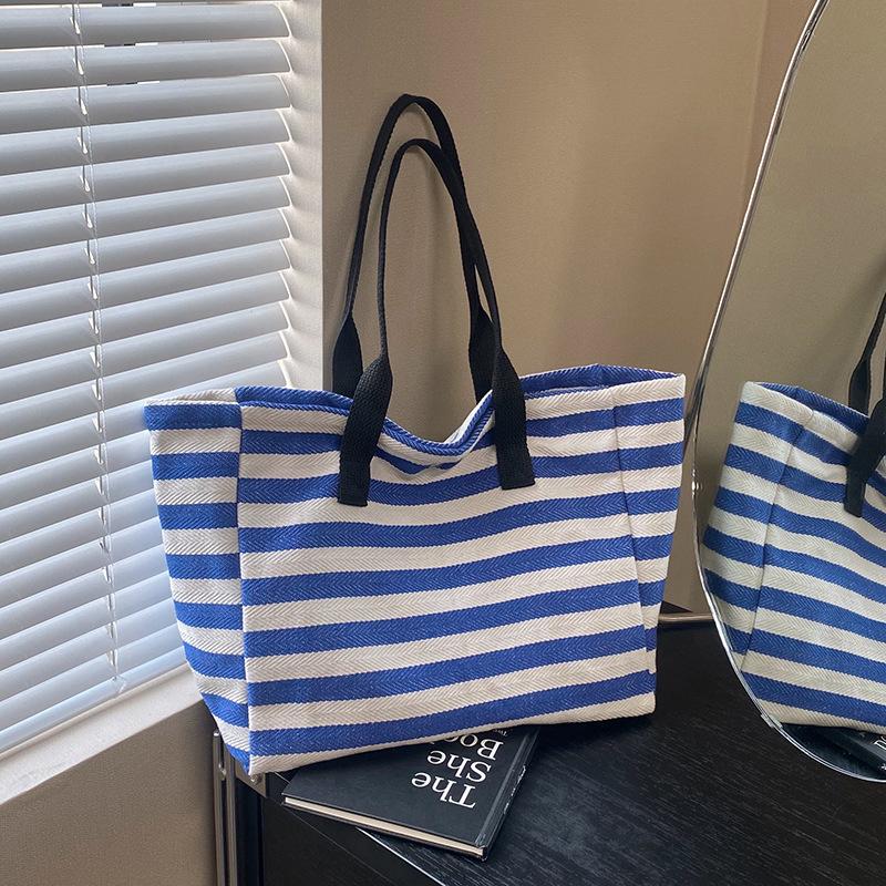 

Commuter canvas bag women s large-capacity tote bag bag new striped shoulder mommy tote bag