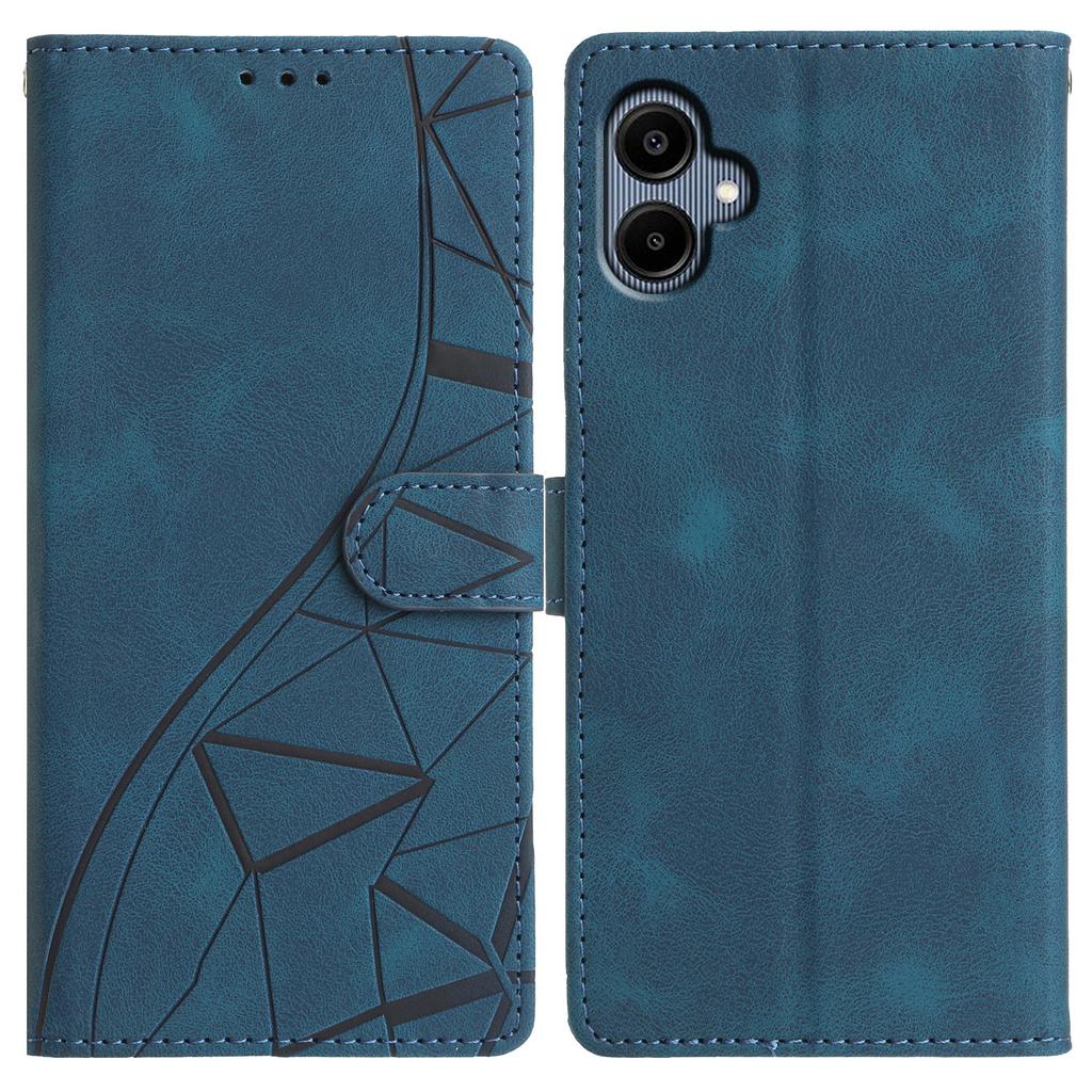 For Samsung Galaxy A06 4G Case Wallet Stand Imprinted Triangle Pattern Leather Phone Flip Cover