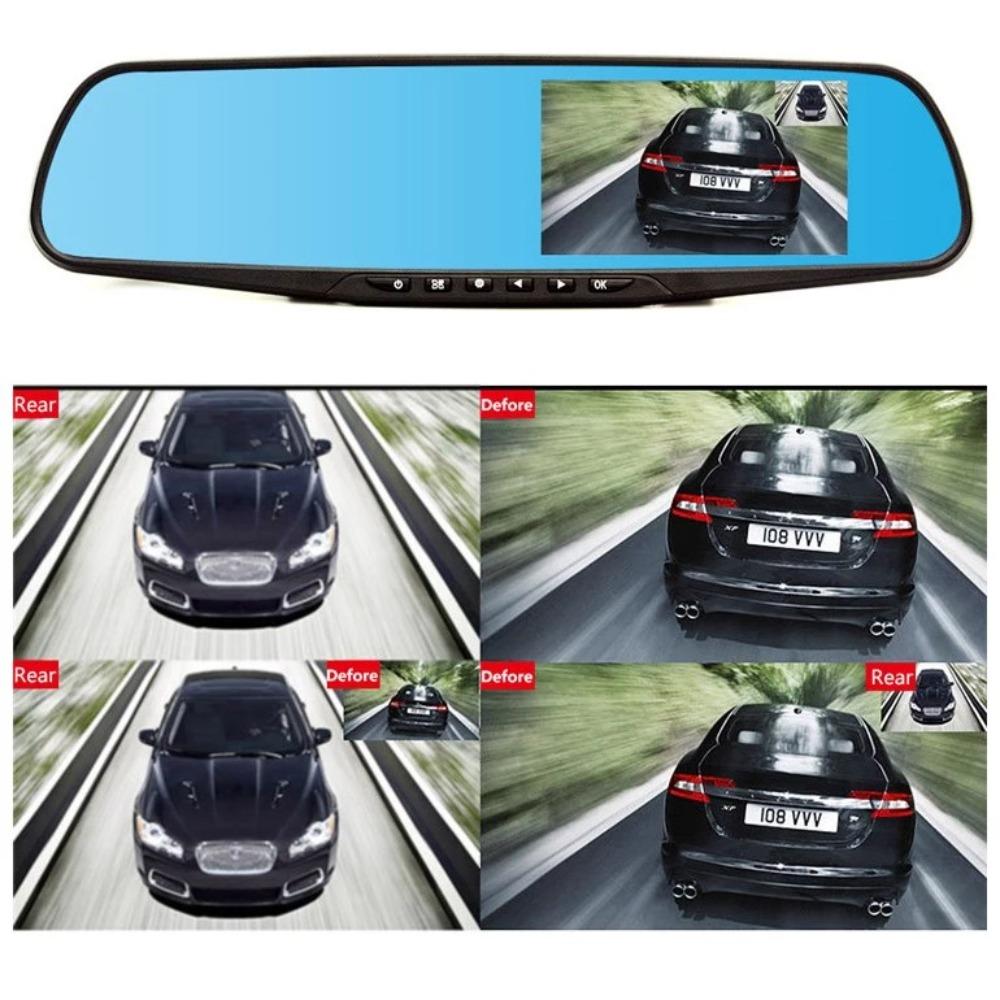 4.5 Inch Rearview Mirror Dash Cam Full HD Night Vision with Parking Assistance Backup Camera