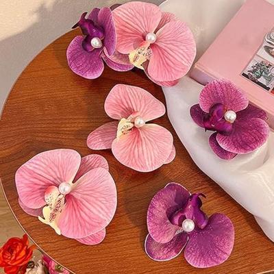 4 Pcs Elegant Flower Hair Clip Handmade Phalaenopsis Flower Hairpin Ornament Stylish Barrette For Daily Wear And Festival