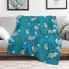 Possum Cute Blue and Green Cartoon Animal Pattern Throw Blanket Color Fast Cozy Throw Blanket