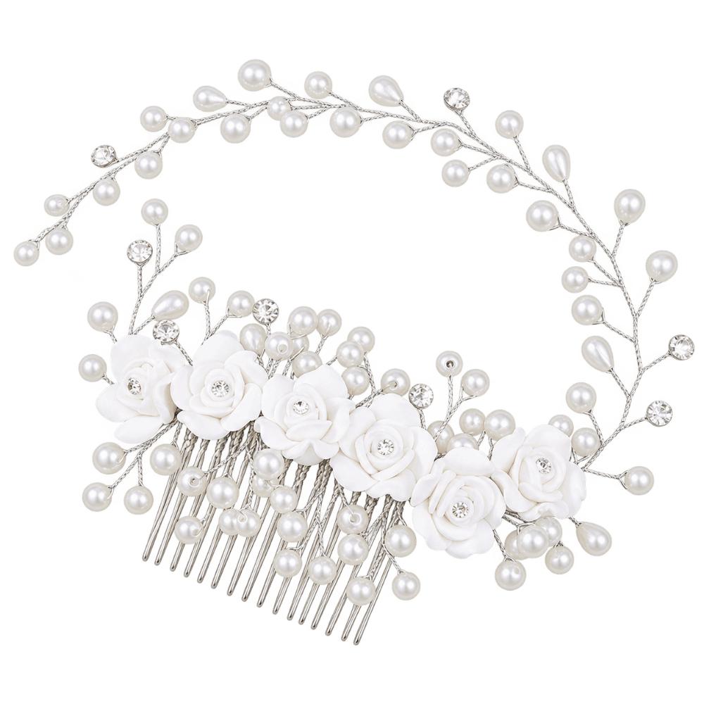 Fashion Pearl Hair Comb Vintage Flower Hair Comb Bridal Hair Accessories Engagement Party