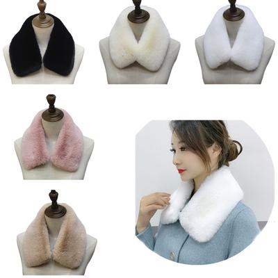 Cachecol de Pelo de Coelho Imitado Mulheres Xale de Gola Peluda Cor Sólida Inverno Removível Difuso Gola Falsa Envoltório Cachecol Vintage