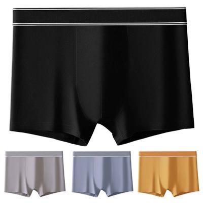 Men Underpants Soft Cotton Boxer Briefs Moisture-Wicking Breathable Solid Color Underwear with Wide