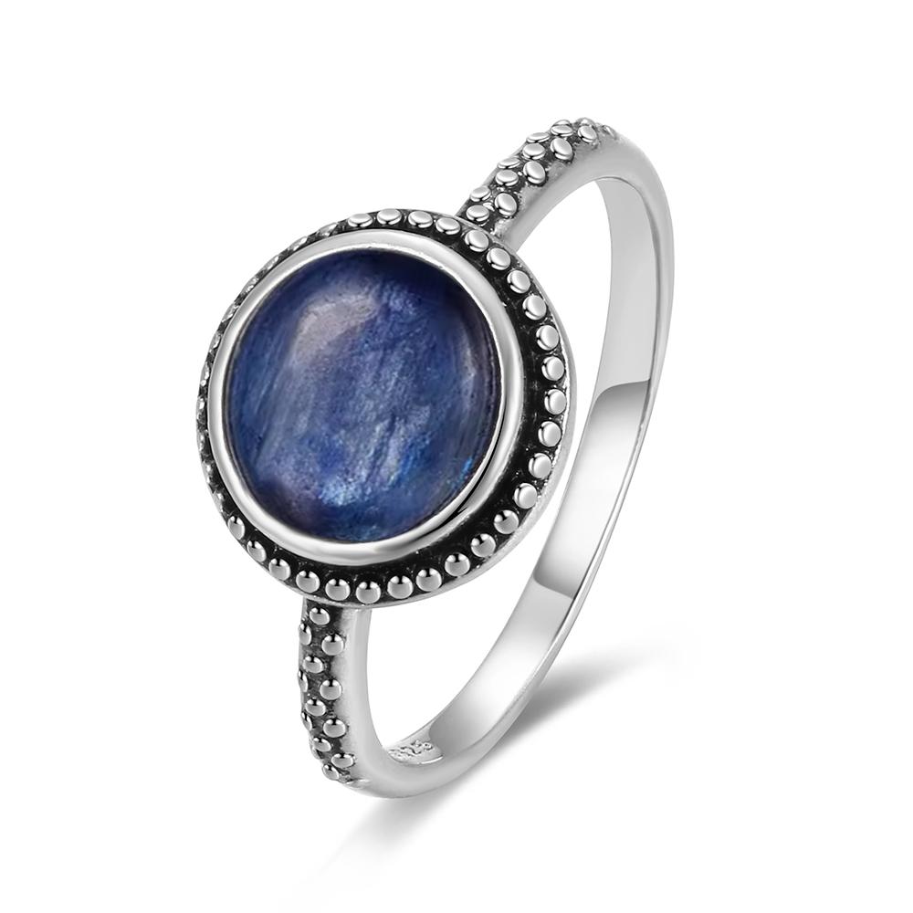 Pierścionek ze srebra sterlingowego z czarnym onykssem Vintage Prosty minimalistyczny styl Okrągły kształt Kamień naturalny Czarny pierścionek Biżuteria dla kobiet