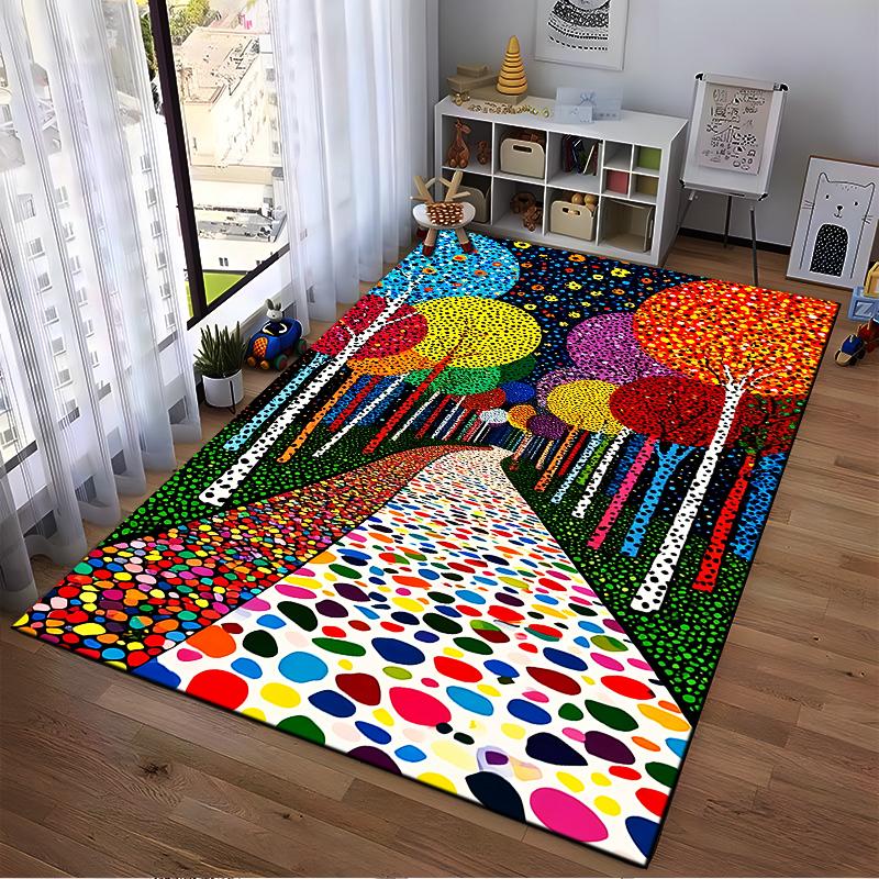 Abstract Colorful Trees and Path Design Carpet - Modern Home Decor Suitable for use as an anti-slip for living room bedroom sofas