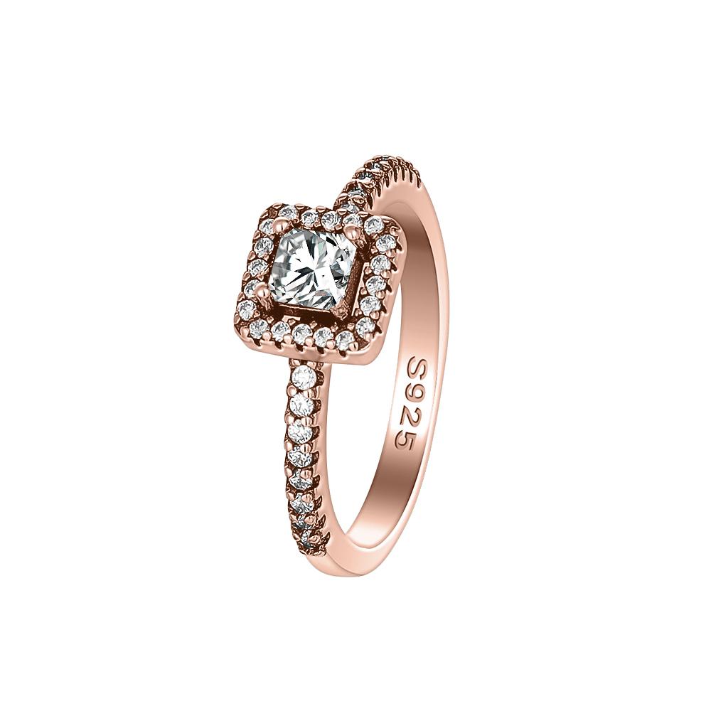 New Sparkling Stars Moon ring 925 silver Classic Dazzling Square Zircon Ring Exquisite Women Light Luxury Jewelry wedding Gifts