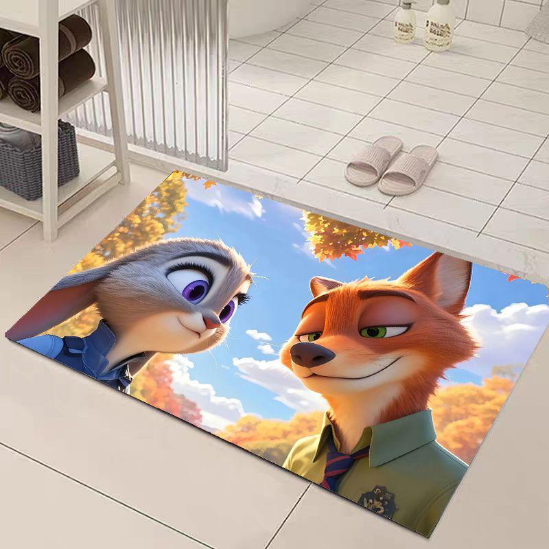 Cartoon Animal City Quick-Dry Non-Slip Bathroom Mat - Stain-Resistant & Water-Absorbent.