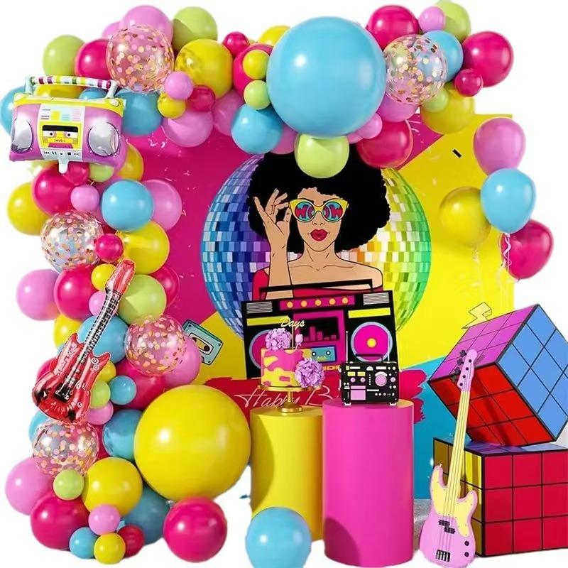 Music Theme Radio Balloon Wreath Passionate Lively Party Atmosphere Arrangement Balloon Chain Package