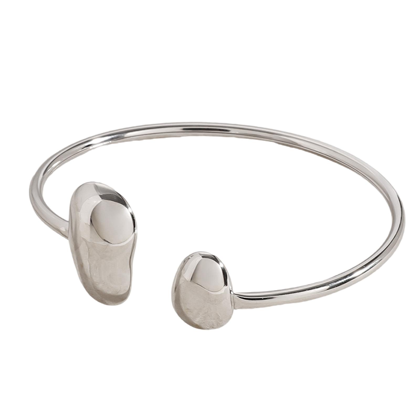 

Modern Punk Bracelet Metal Bangles Geometric Bracelet Wide Wrist Jewelry Stainless Steel Texture for Women and Girls срібний