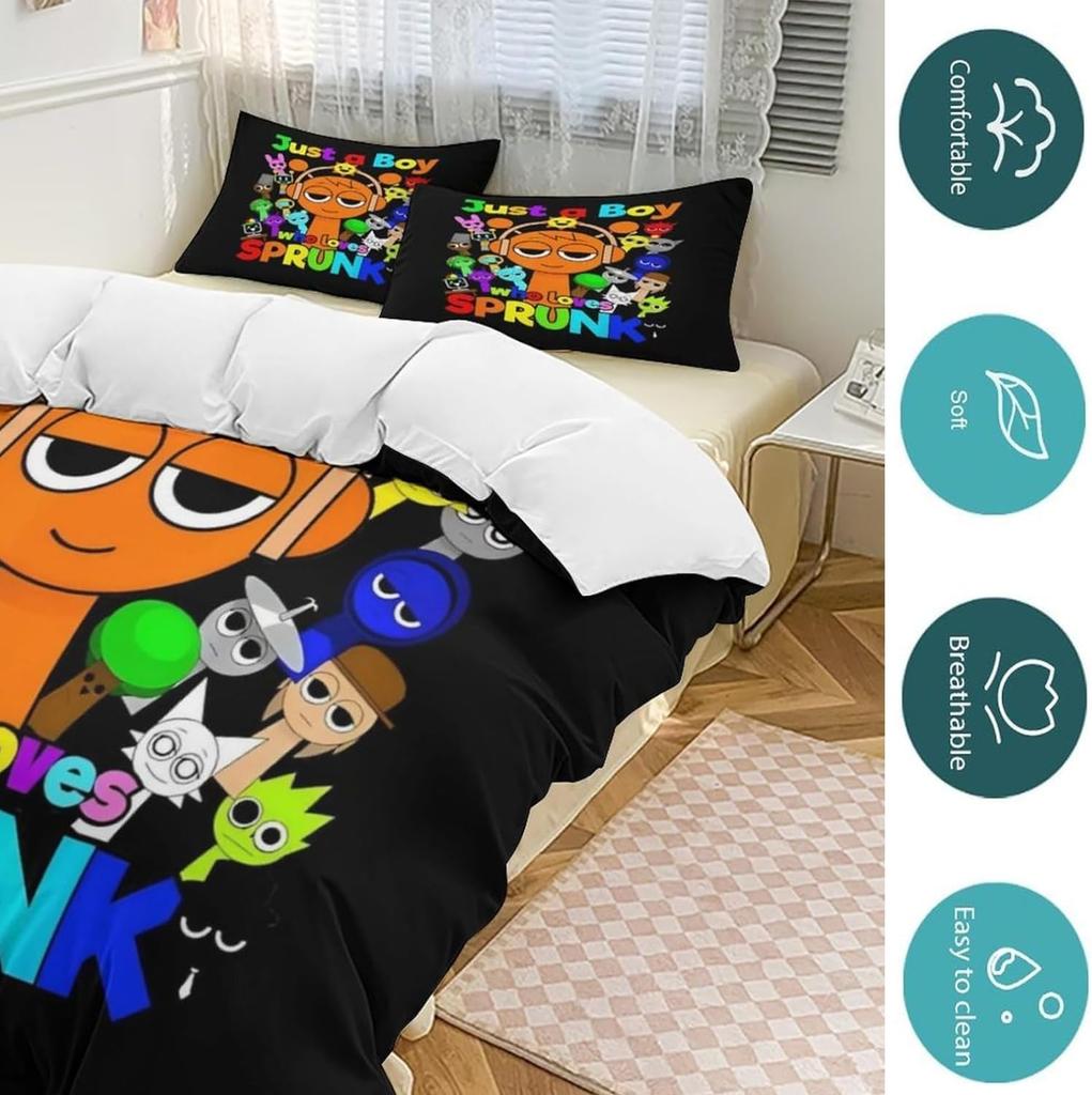 Pościel Sprunki Zestaw Incredibox Gra Muzyczna Drukowana 3D Skóra Anime Przyjazna Poszewka na Kołdrę Zestaw z Poszewkami Dzieci do Sypialni