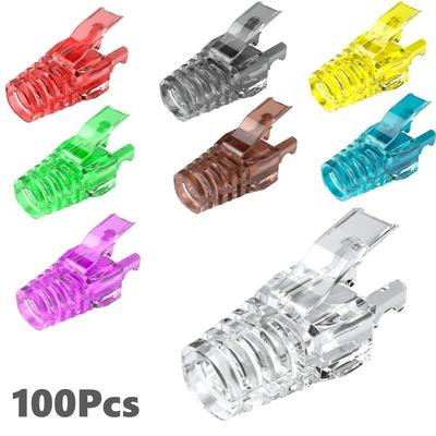 100 Teile/satz Bunte Klar RJ45 Standard Ethernet Netzwerk Kabel Zugentlastung Stiefel Kabel Stecker Stecker Abdeckungen für CAT5 CAT6