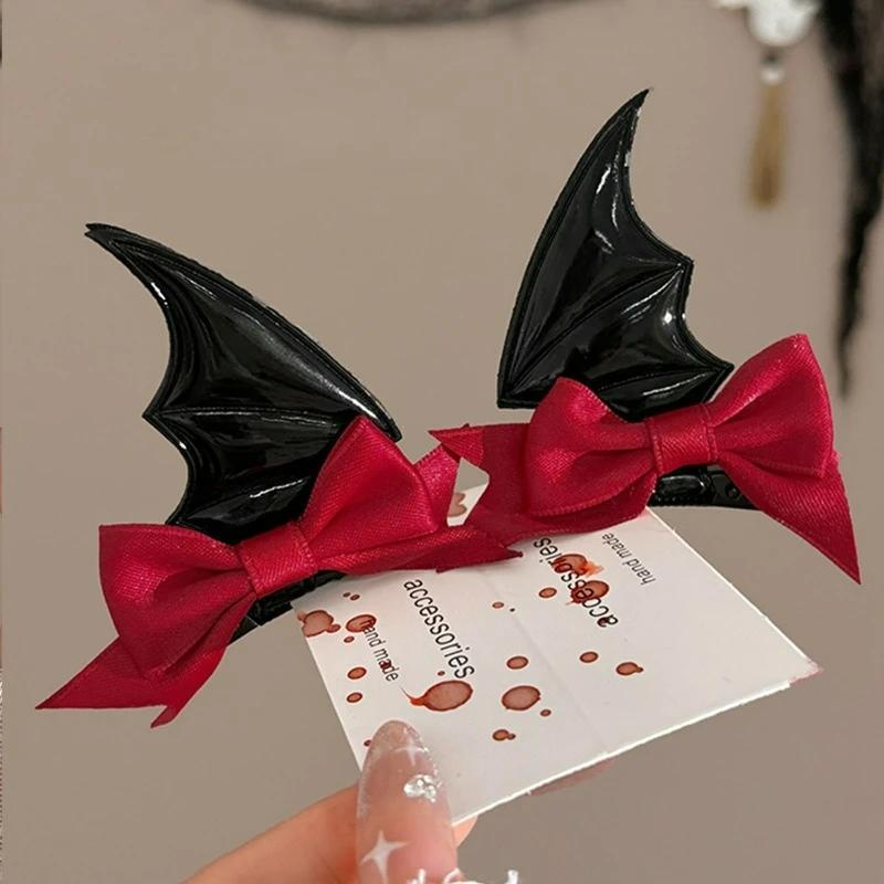 2/4Pcs Halloween Bat Wing Hair Clips Women Lolita Bat Devil Wings Shape Barrettes Gothic Spicy Girls Photo Prop Costume Hairpins