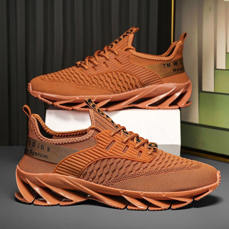 Men's Anti Slip Wear-resistant Running Shoes Mesh Breathable Sports Shoes Outdoor Red Walking Shoes Fashionable 2025 New Style