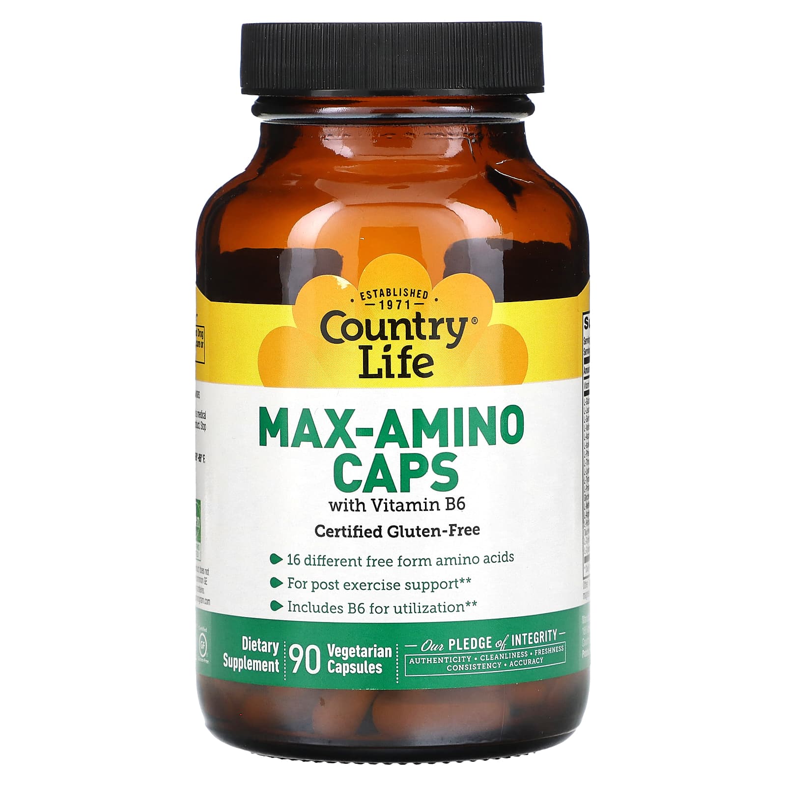 

Country Life, Max-Amino Capsule, Contains Vitamin B6, 90 Veggie Capsules