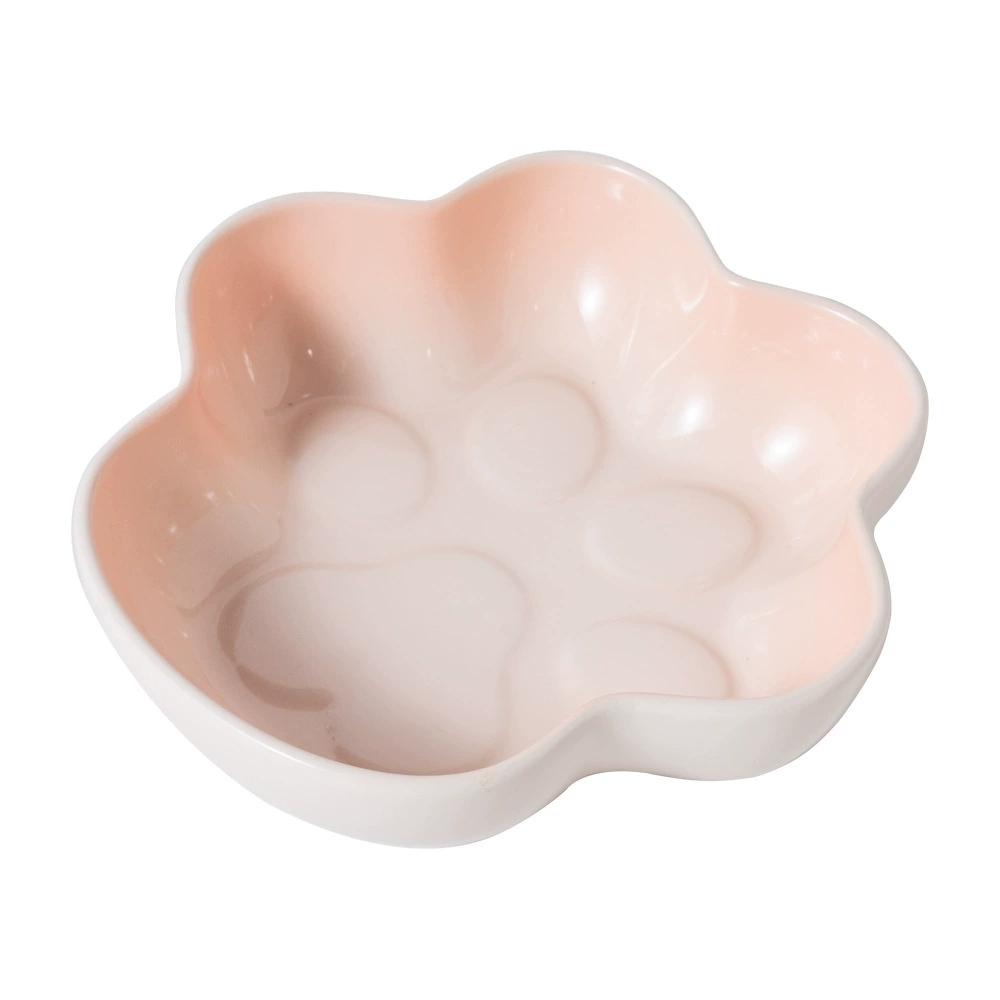 Multi-color Paw Shaped Ceramic Cat Bowl, Non-slip Pet Food Bowl, Easy Clean Feeding Bowl for Cats Dogs