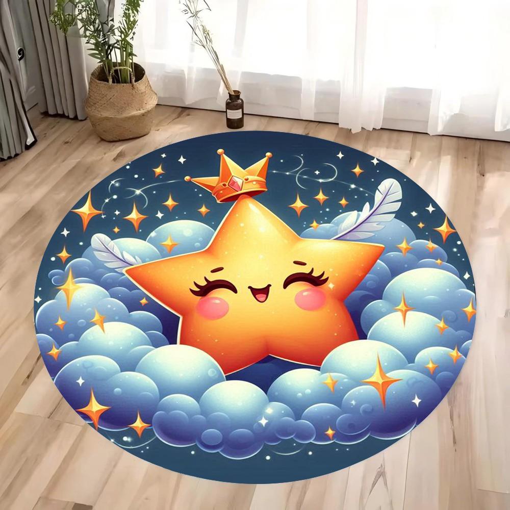 Pumpkin Head Bat Castle Halloween Round Carpet Floor Mat Suitable for Children's Bedroom Decor Living Room Round Rugs for Gifts