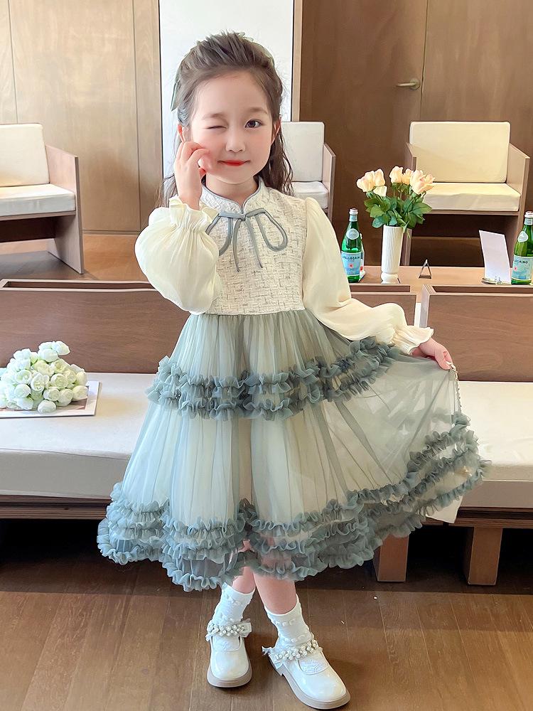 2025 Fashionable Girls' Princess Dress with Puffy Tulle Skirt - Spring/Autumn Collection