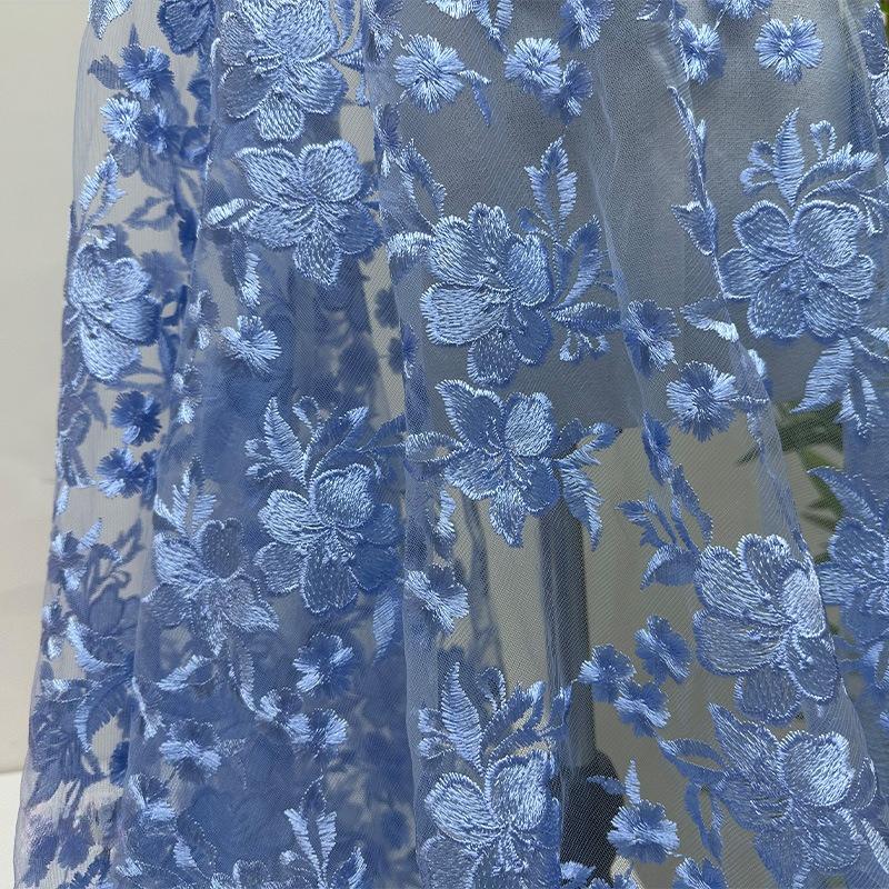 

Floral Embroidered Tulle Lace Fabric 130cm Wide Diy Mesh Lace Embroidery Clothes Wedding Party Evening Dress Accessories 100x130cm