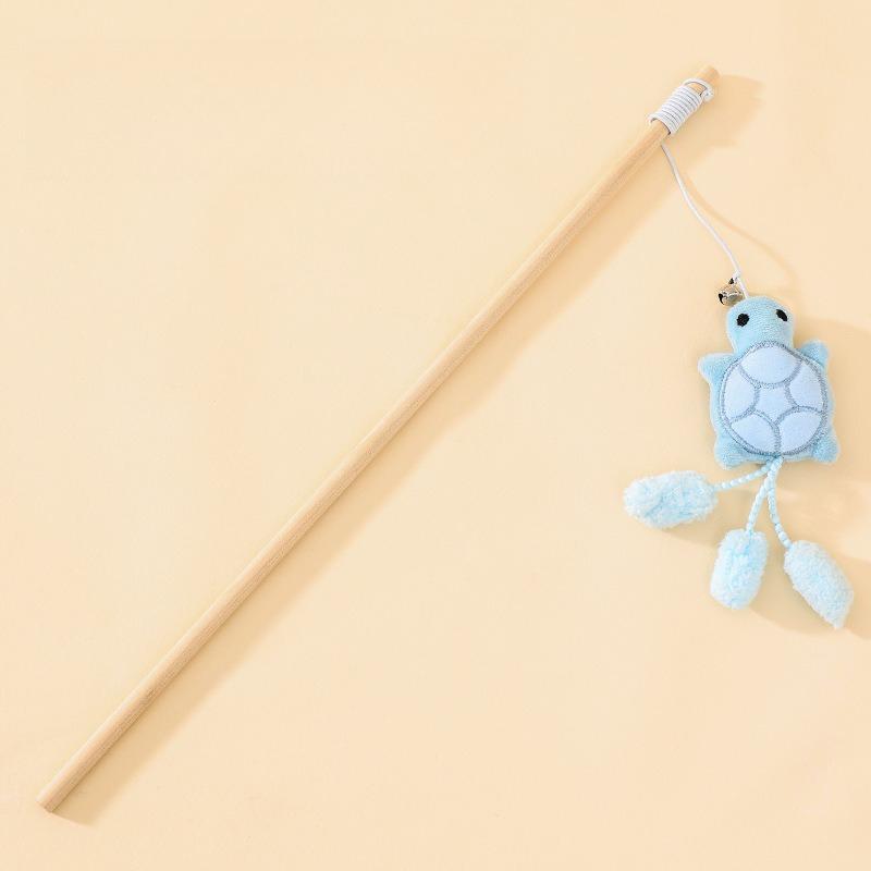 Cat toy wooden pole cat teasing stick self fun cat teasing artifact kitten bell cute fun durable scratch resistant biteresistant синий