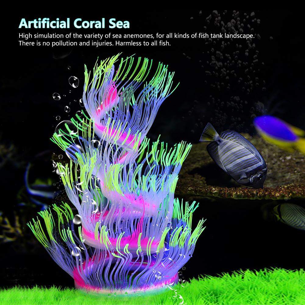 Aquarium Fish Artificial Silicone Coral Sea Anemone Water Plant Landscape Ornament Decoration Accessory