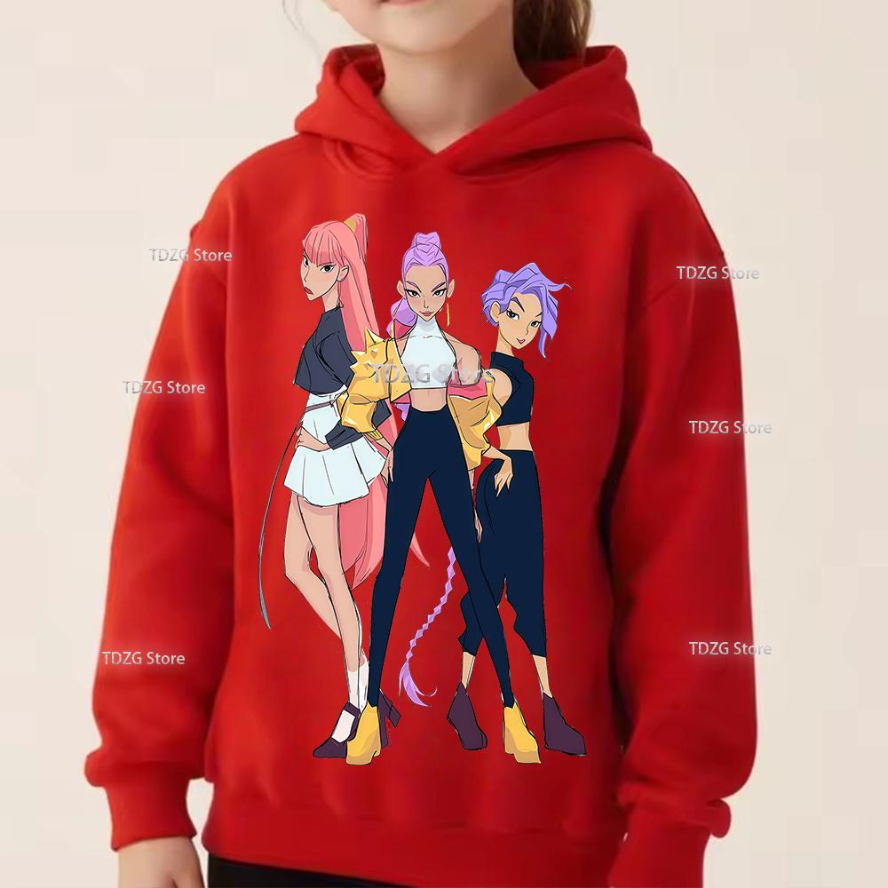 Hoodies & Sweatshirts (kids unisex) Fashion Minimalist Girl Group KPop Demon Hunter Print Boy Girl Fleece Pullover Hoodie Children Clothing