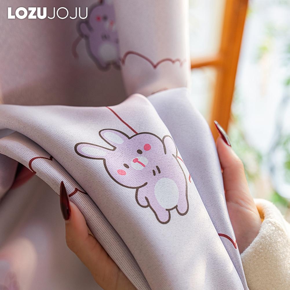 1PC LOZUJOJU 70-80% Blackout Cartoon Printed Girls' Room Pink Short Curtains for Bedroom Living Room Home Decor