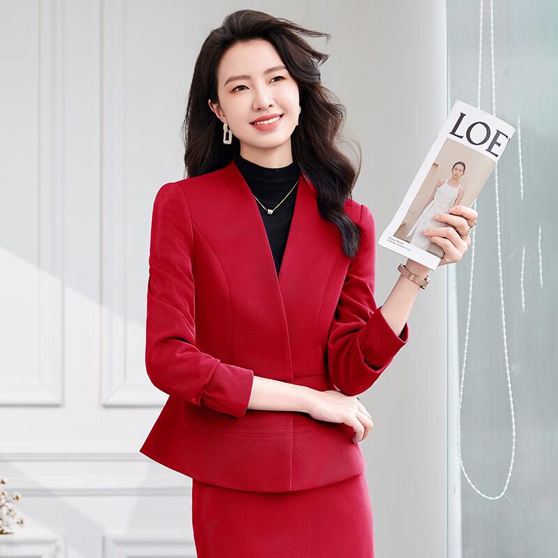 Teluoman Women's Professional Suit Skirt Set