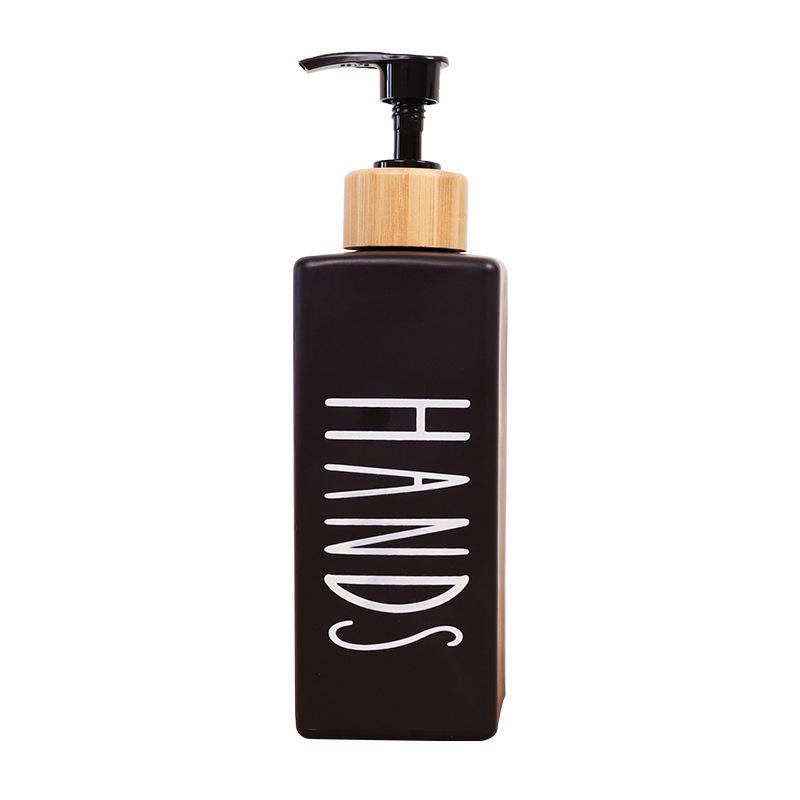

Glass Boston Hand Soap Pump 400ml – Black & White Dispenser Bottle with Wooden Lid for Soap/Shampoo.