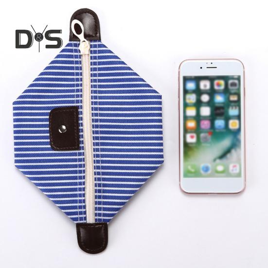 Striped Cosmetic Bag Waterproof Foldable Large Capacity Zipper Closure Dumpling Shape Portable Makeup Organizer for Travel Home Storage