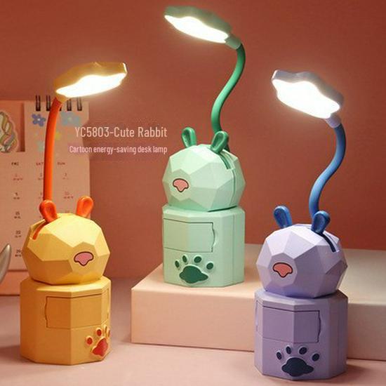 Bear Cartoon Study Lamp: Creative USB-Charged Night Light for Children's Bedroom or Bedside