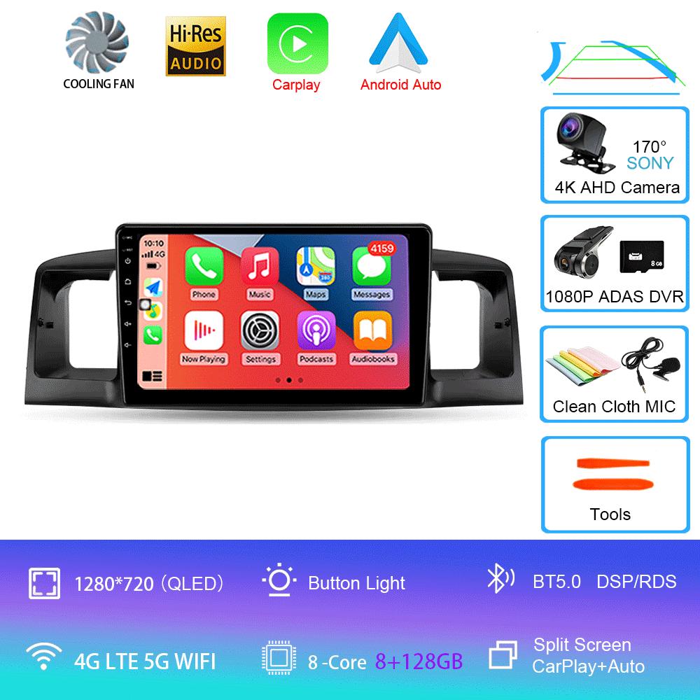 Car Radio Android 14 For Toyota Corolla E120 BYD F3 2007 - 2011 Navigation Multimedia Player Stereo GPS WiFi+4G DSP Carplay+Auto