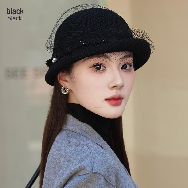 

Женский универсальный ретро элегантный куполообразный берет из шерстяного войлока с сетчатой отделкой - Коллекция Осень/Зима 2024 One size (adjustable 56-58cm) чёрный