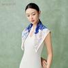 Baoshidie 100% Mulberry Silk Double-Sided Floral Square Scarf