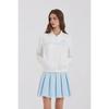 GOXO Lace Collar Zip Up White Sky Blue 