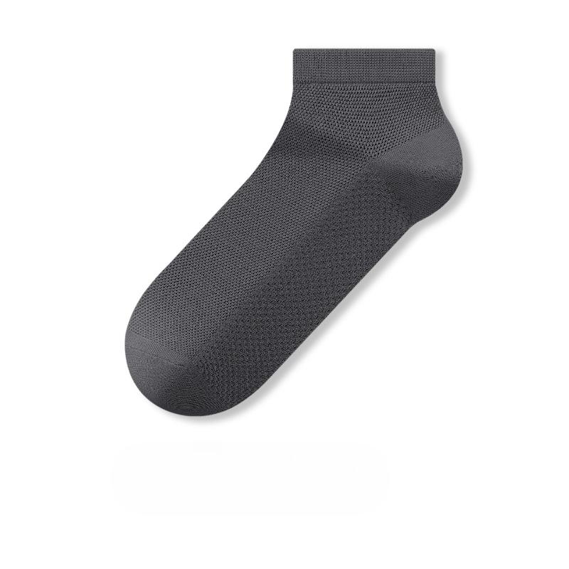 Men's Summer Mesh Breathable Thin Business Solid Color Short Socks with Sweat Absorption, Odor Resistance and Non-Slip Heel - Boat Shoes
