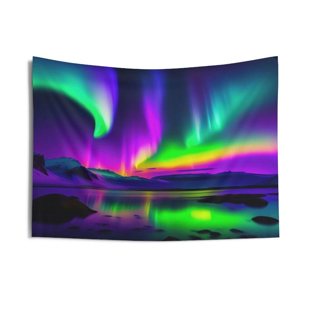 Neon Northern Lights Tapestry Indoor Wall Hanging 75x100