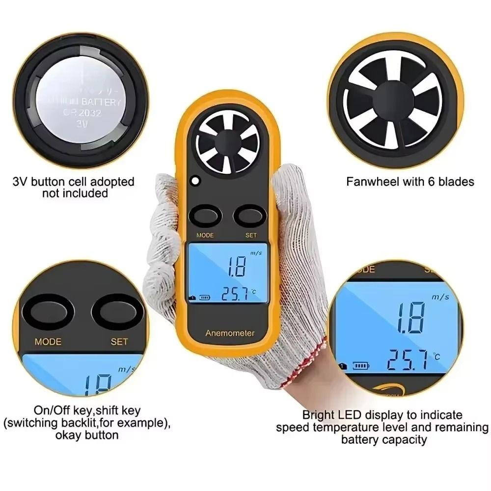 Hand-held Wind Speed Gauge Mini Wind Speed Meter Multifunctional Air Velocity Meter  Portable Use