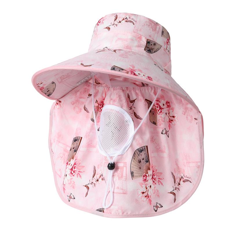 Big Eaves Tea Picking Hat Women'S Spring Summer Outdoor Sun Protection Sun Hat Face Mask Cycling Farm Hat