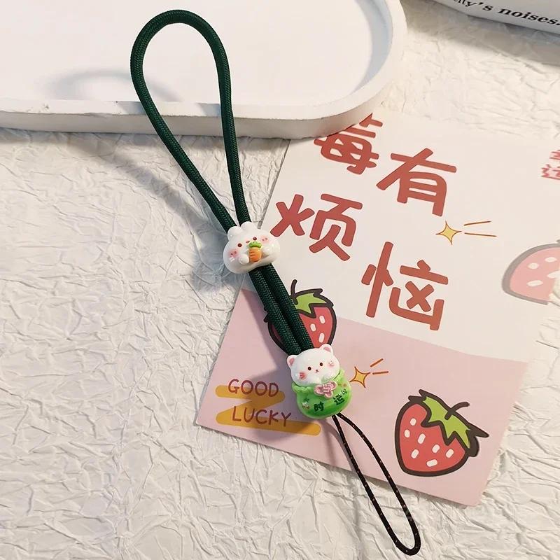 Wrist Rope Cartoon Cute Cute Cute Mobile Phone Rope Portable Adjustable Length Peach Blossom Rabbit Rich Accessory Phone Case