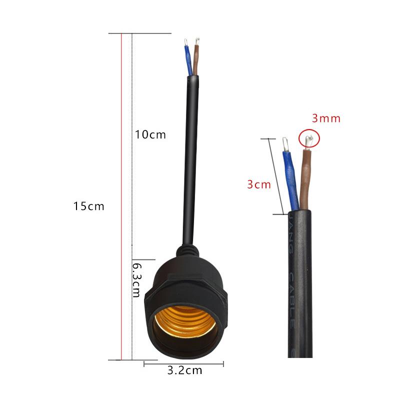 Universal E27 Lamp Holder Copper Screw Thread Waterproof Lamp Base Flame Retardant Pvc Wire Lamp Holder Outdoor Use